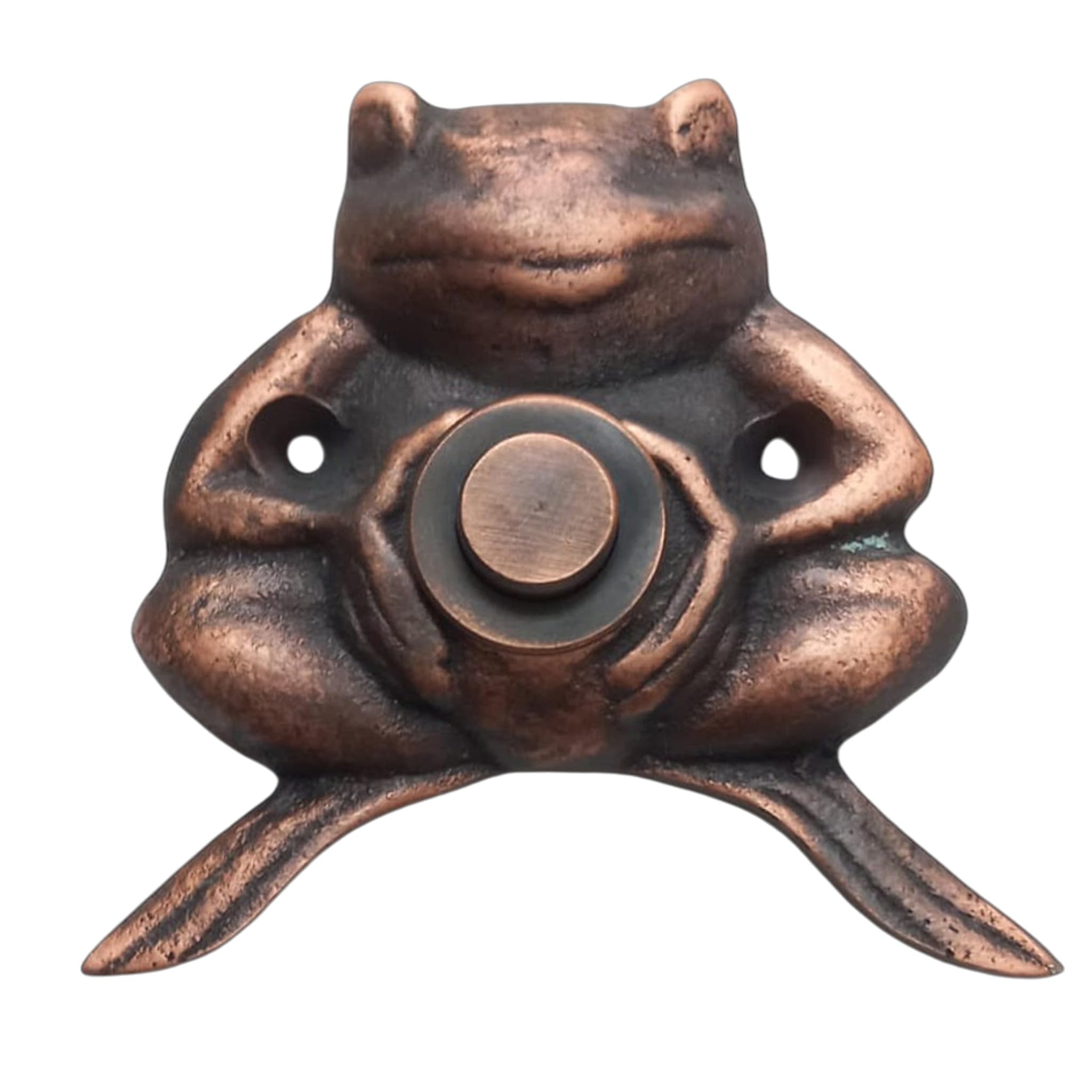 Anatolica Brass Frog Doorbell Button,Wired Wall-Mounted Door Bell Push,Antique Vintage Decorative Entry Door Hardware (Antique Copper)