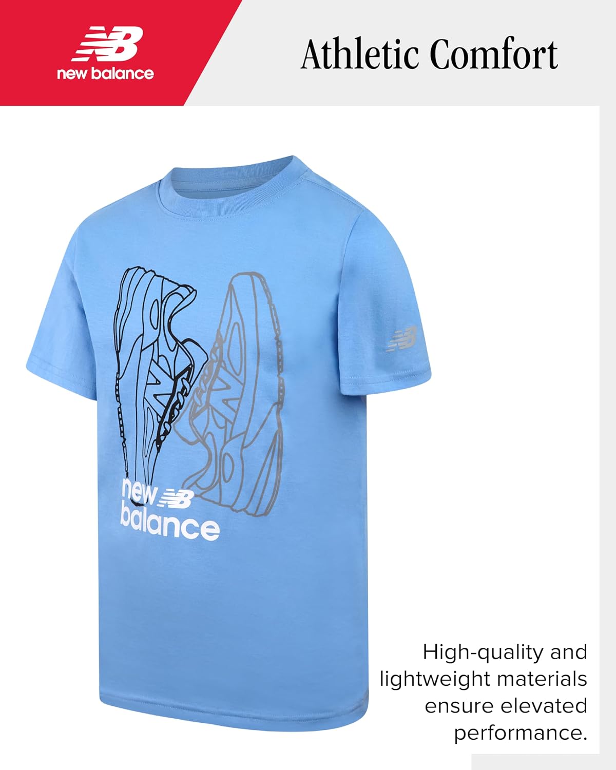 New Balance Boys Athletic Shorts Set - 2 Piece Cotton Blend Jersey Shirt and Active Basketball Shorts for Boys