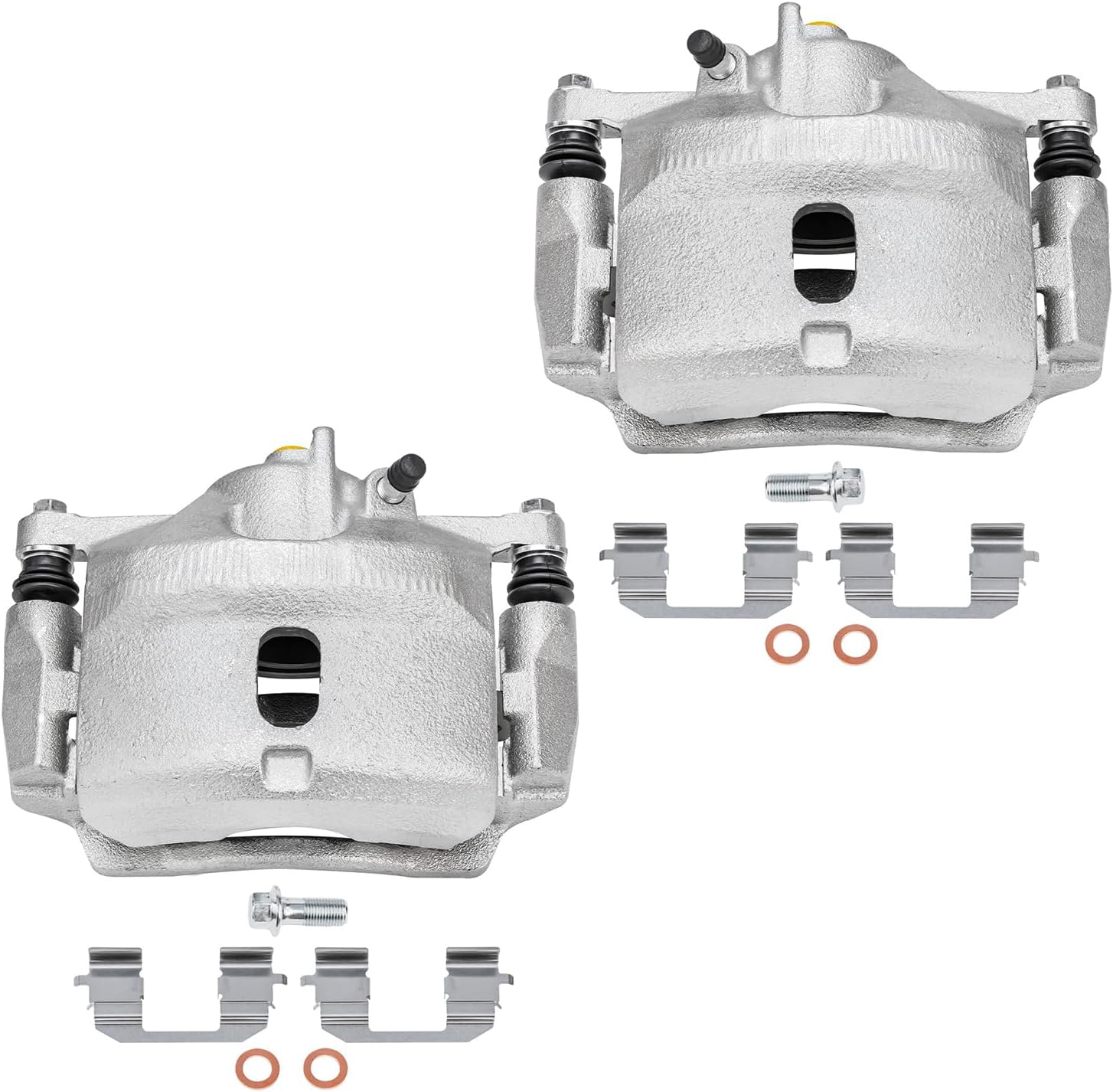 Detroit Axle - Front Steering Knuckles Hubs Drilled and Slotted Brake Rotors Ceramic Pads Calipers Replacement for 2006-2011 Honda Civic - 8pc Set