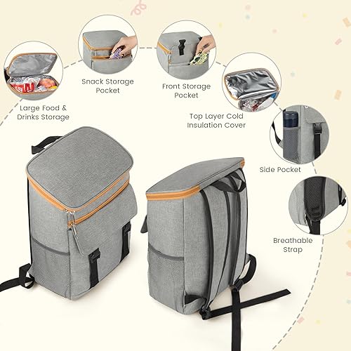 Miniatura 3 de OCKLILY Mochila enfriadora, mochila térmica suave aislada a prueba de fugas, 30 latas de viaje, bolsa térmica para picnic, campamento, playa,