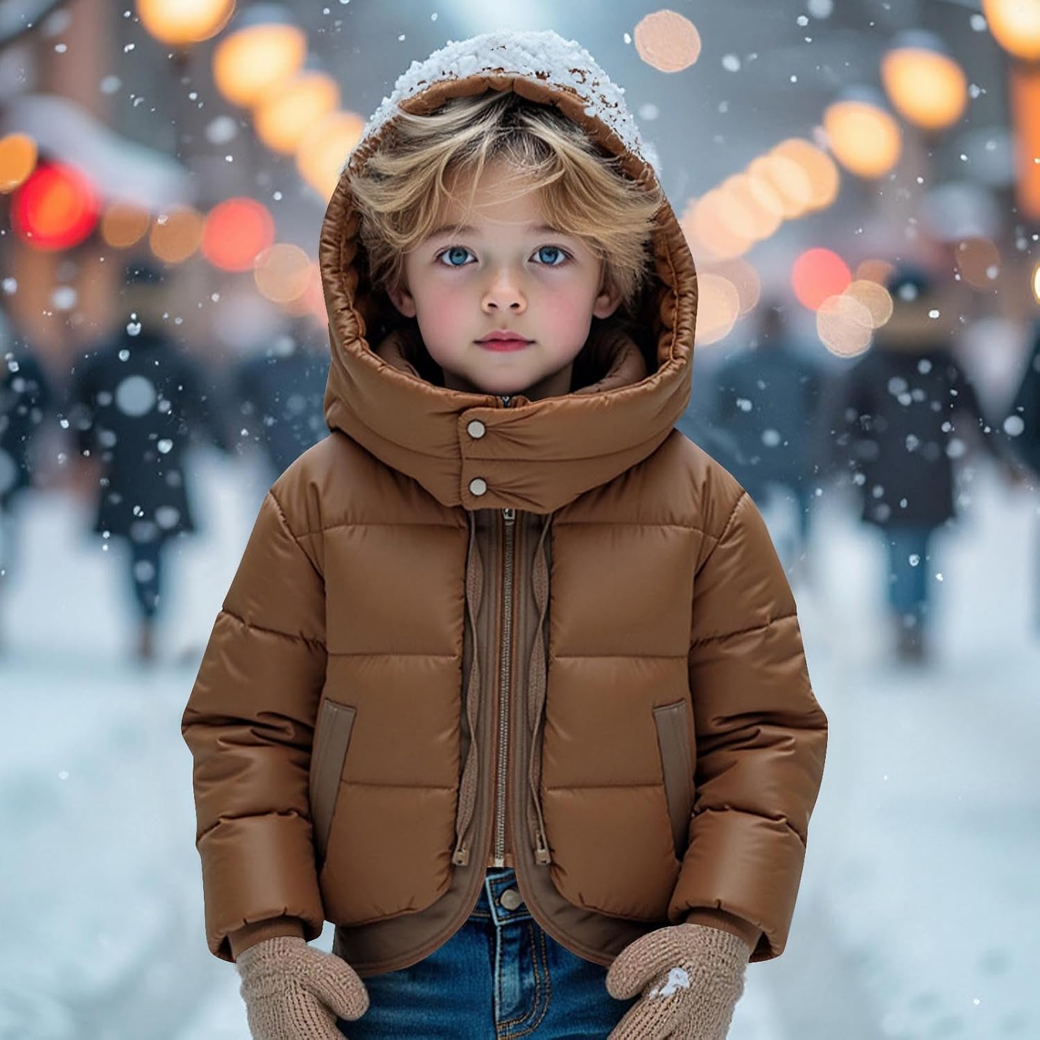 Girls Boys Padded Puffer Coat Kids Thickened Zip Up Down Jacket Windproof Hooded Coats 2025 Trendy Winter Outwear