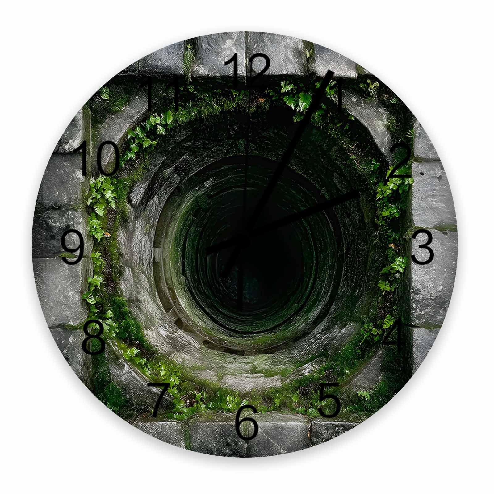 Horloge murale grand format 30 cm avec effet trous en relief fascinant
