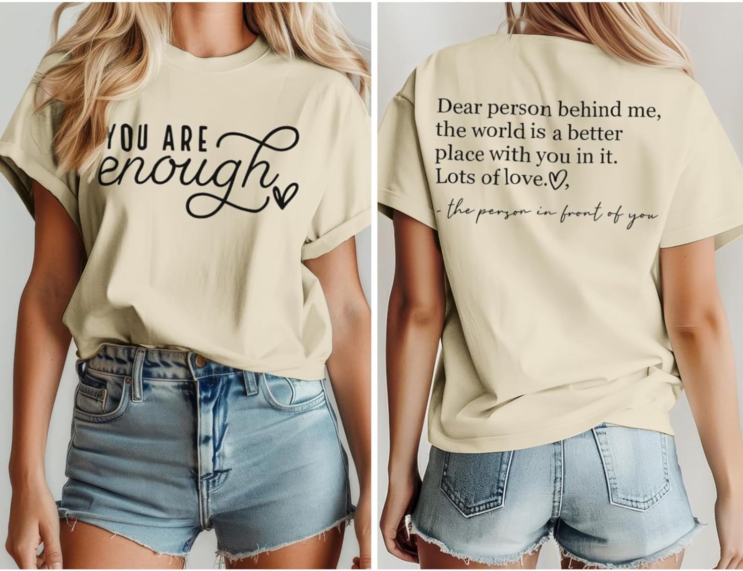 You are Enough Dear Person Behind Me Shirt Women Mental Health Matters Inspirational Tshirts Positive Tees Tops - Image 5