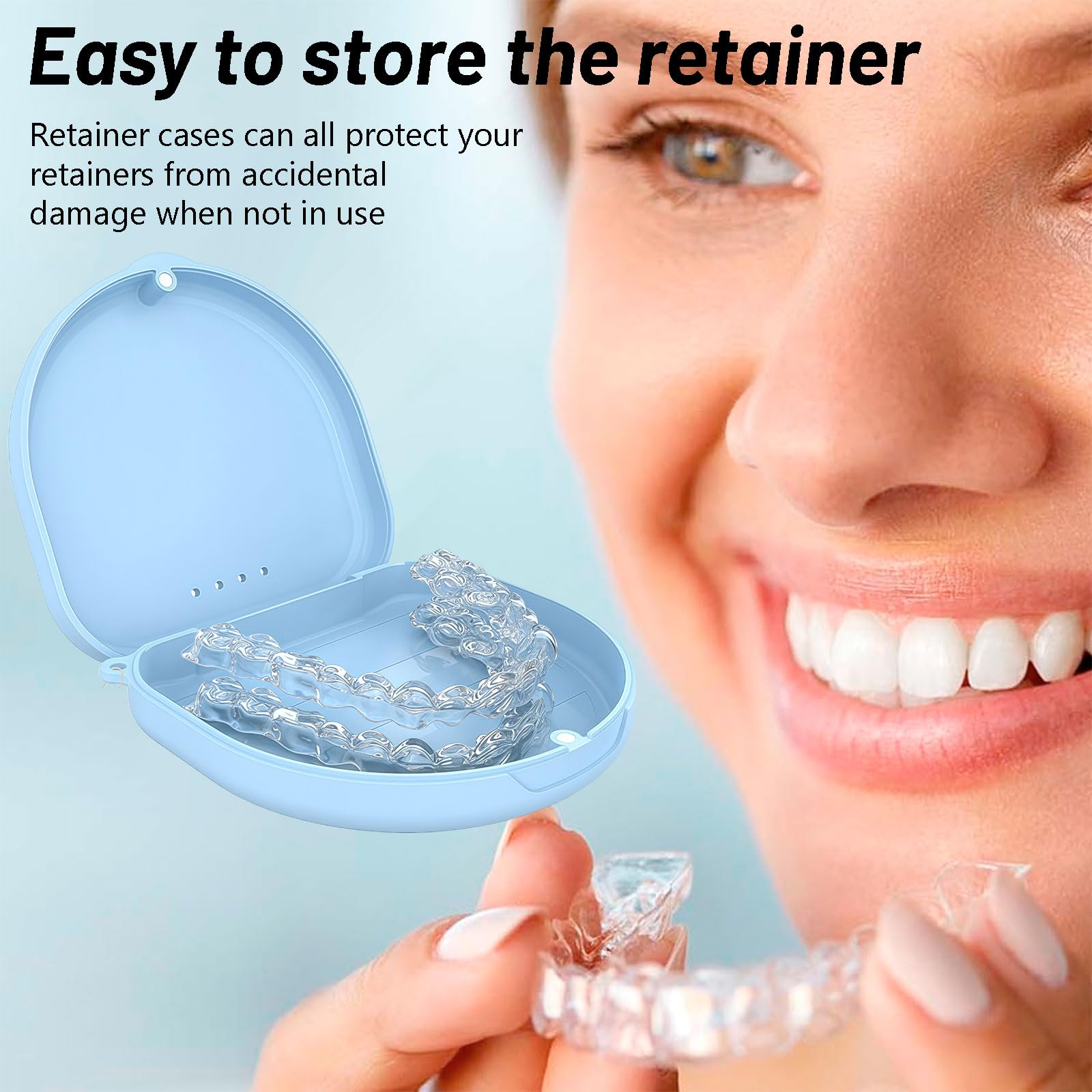 SSKHE Boite pour Appareil Dentaire avec Brosse Outil Retrait Boite Gouttière Dentaire Compacte Compatible Invisalign Etui Dentier Adulte Fermeture Magnétique Aération Sangle de Poignet Voyage (Bleu)
