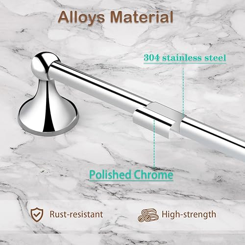 Miniatura 3 de Juego de accesorios de baño, barra de toalla extensible ajustable de cromo pulido, juego de 4 piezas de accesorios de baño duraderos de 24 pulgadas,