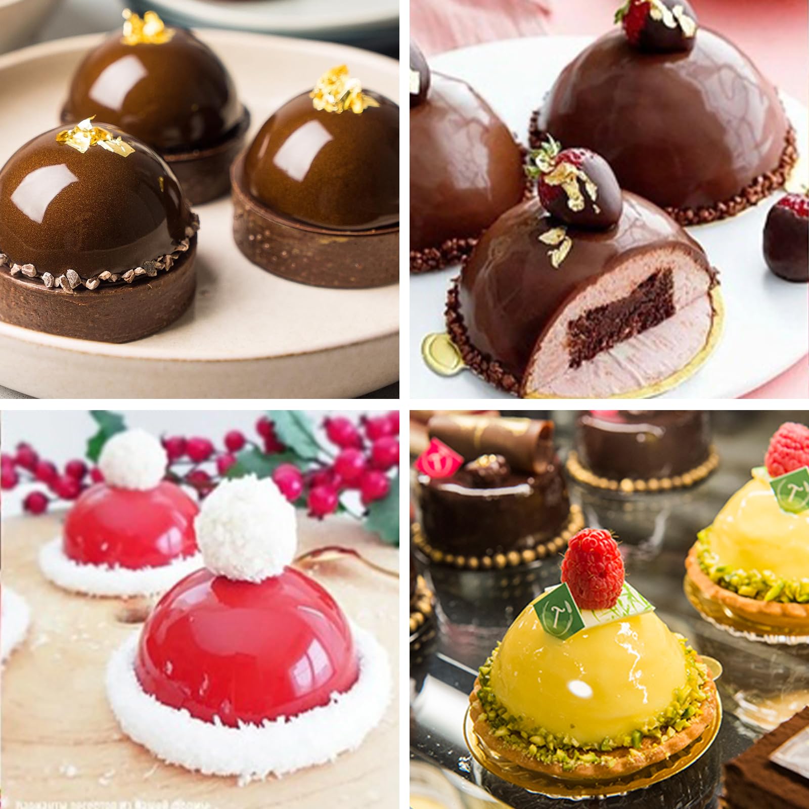 Duoyif Moule En Silicone Demi-Sphère 6 Cavités 5cm Moules à Chocolat Semi-Sphérique Boule Moules De Cuisson Sphère Pour Boules De Chocolat DIY Mousse Dôme Gelée Glaçons Gâteaux 2Pièces