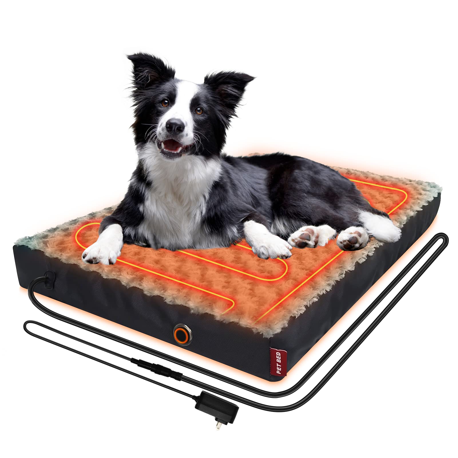 HyphessAda Upgraded Heated Dog Bed with Enlarged Heating Area, 12V Safe Voltage Arthritis Orthopedic Dog Bed with Memory Foam, Heated Pet Bed with Waterproof Cover for Small, Medium Dos &Cats(Medium)…