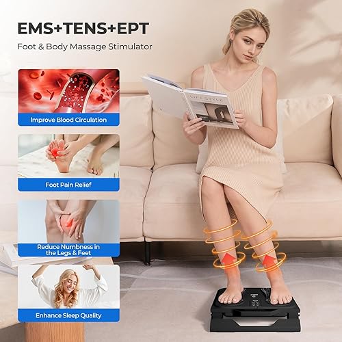 Miniatura 3 de KNQZE Masajeador de pies para neuropatía, recargable TENS EMS estimulador de circulación de nervios de pie con 10 modos, 50 intensidades, 4