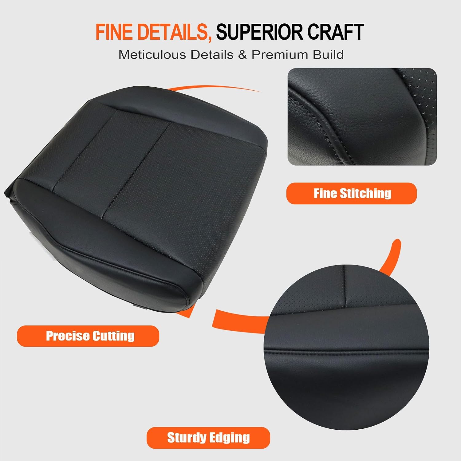 GXARTS Driver Side Bottom Replacement Perforated Leather Seat Cover Ebony Black Compatible with Acura TSX 2009 2010 2011 2012 2013 2014