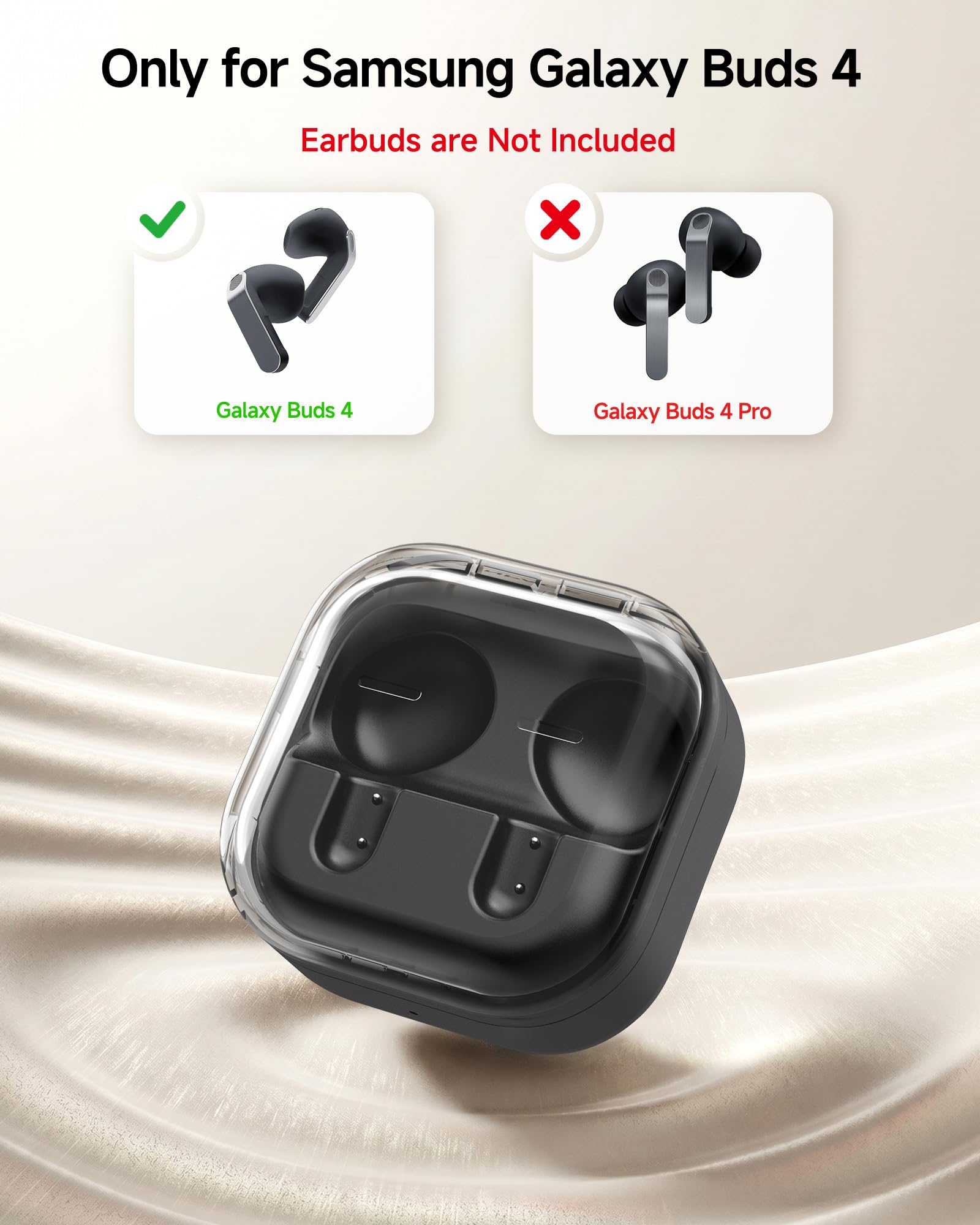 Custodia di Ricarica per Samsung Galaxy Buds 4 | 450mAh Replacement Charger Case with USB-C Cable, Bluetooth Pairing, Wireless & Wired Charging Support (Earbuds Not Included)