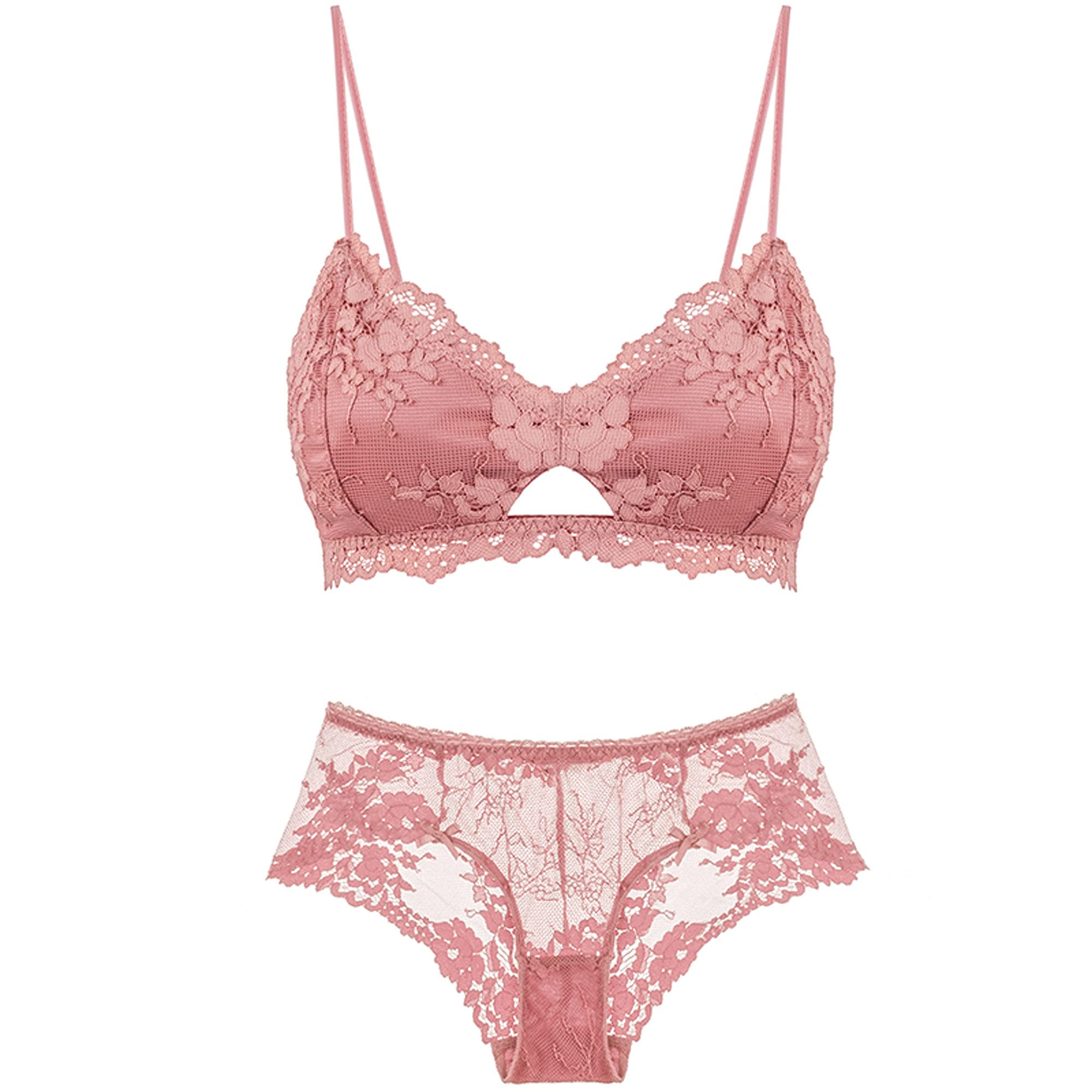 Ensemble lingerie en dentelle florale raffinée WENJUN parure de haute qualité coloris nude 85B