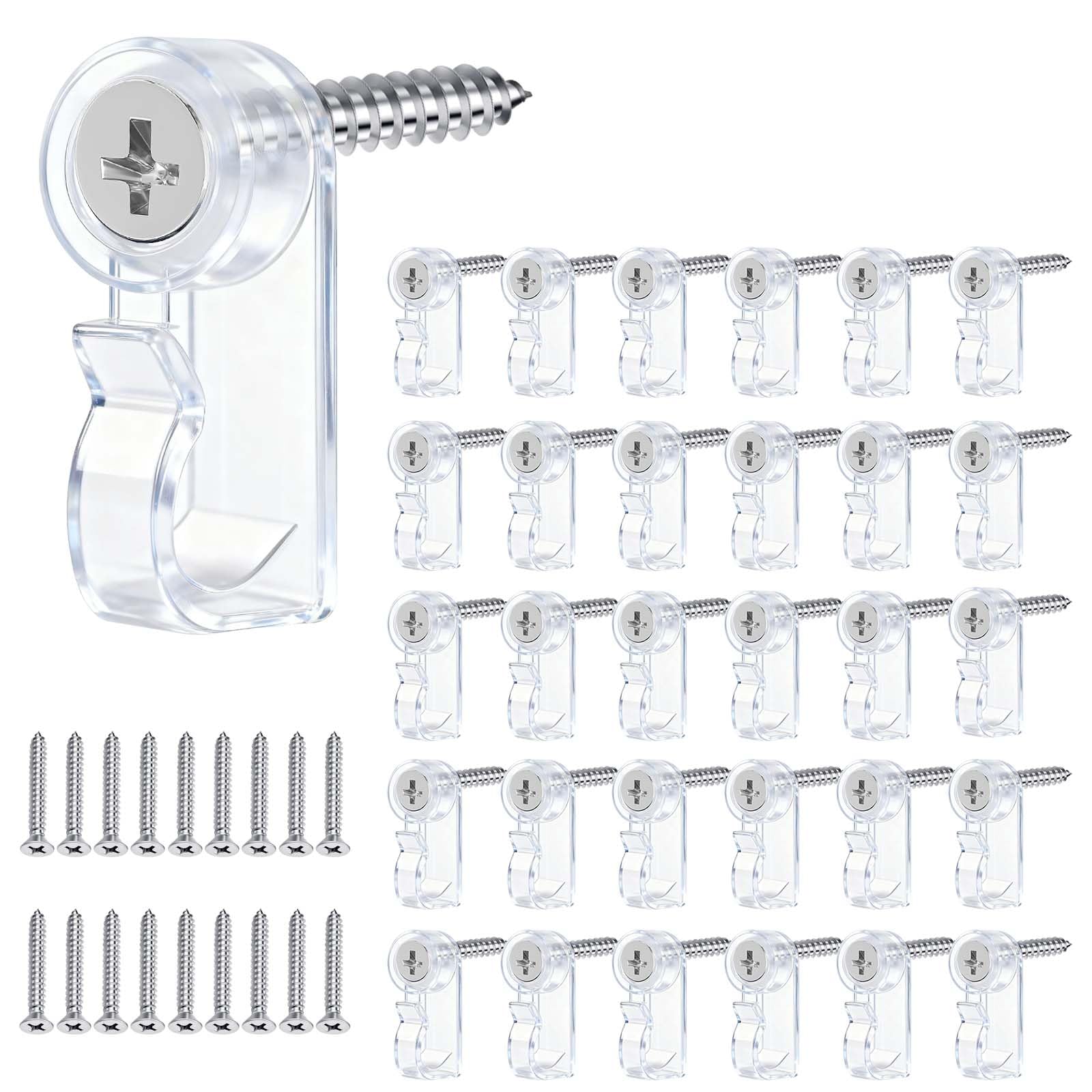 60 Pack String Lights Hooks for Outdoor, Christmas Light Clips Weatherproof Light Hanger Hooks Screw-in Hooks for Hanging Christmas Lights and Wire,Cable,Fairy Lights,Wind Chimes (Clear)