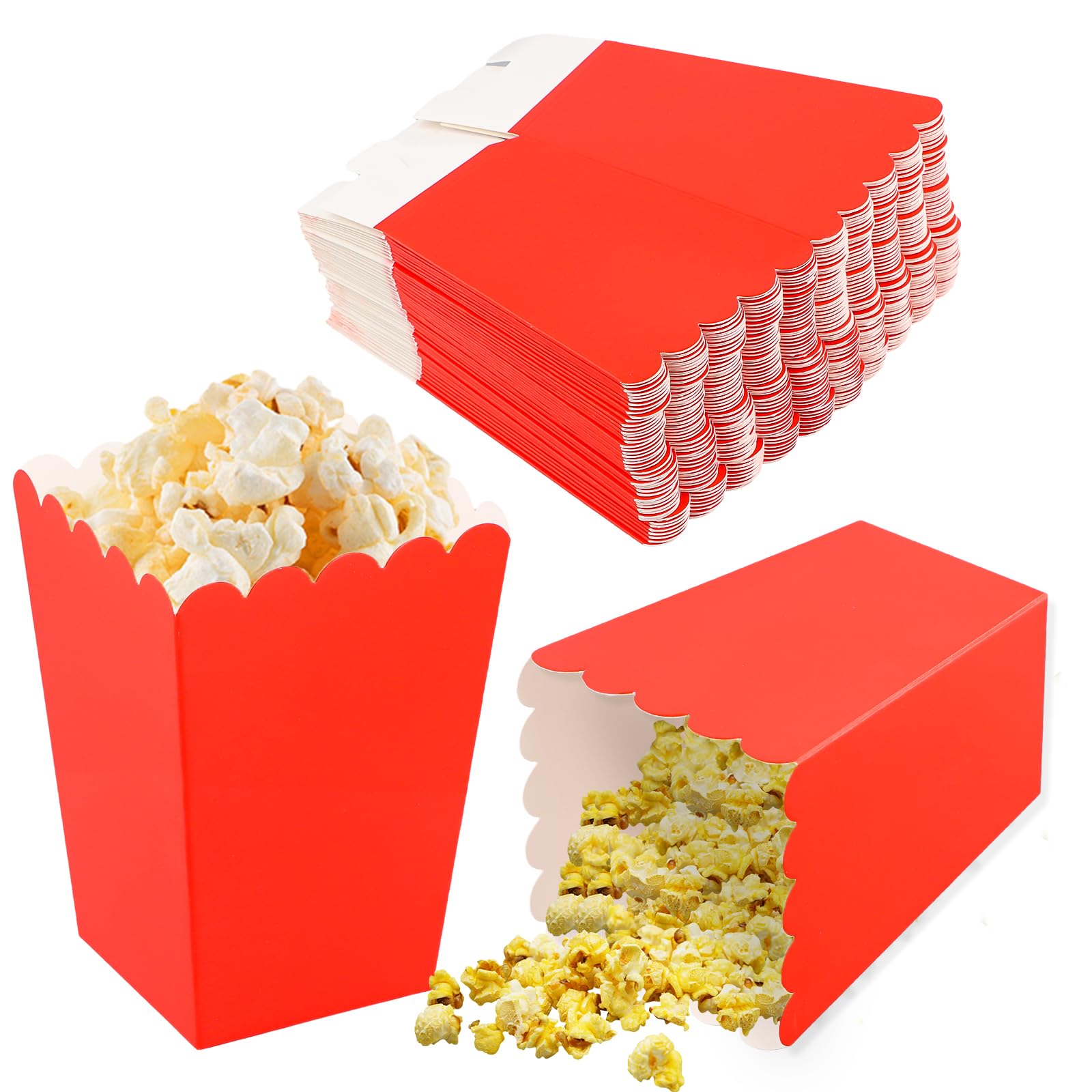 36 Scatoline Popcorn In Cartone Rosa – Sacchetti Festa Per Snack, Caramelle, 7x5x11,5 Cm