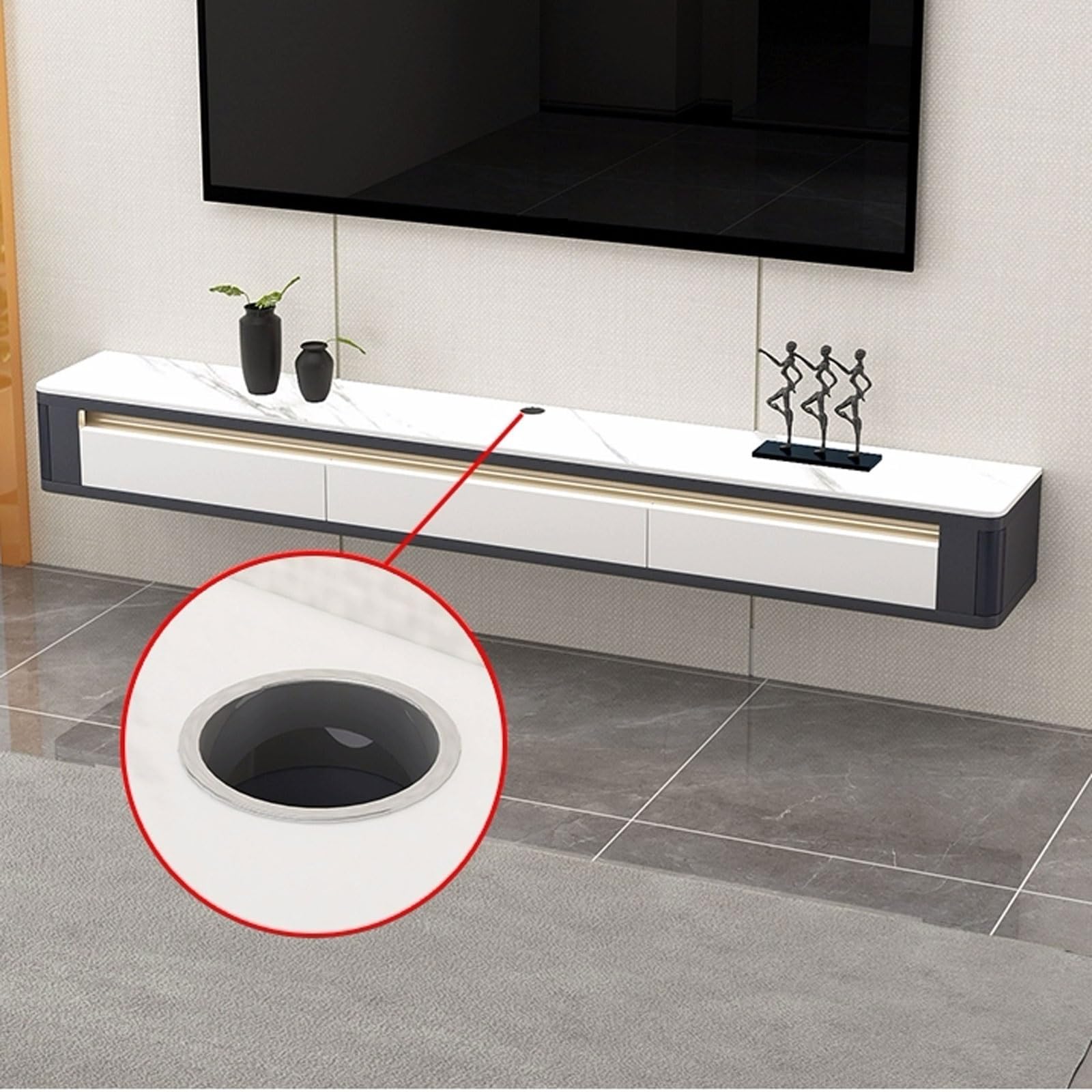 Mueble de TV Consola de TV flotante moderna montada en la pared de 63 pulgadas con 2 cajones y estante, soporte for TV que ahorra espacio, mueble de TV colgante decorativo contemporáneo for almacenami