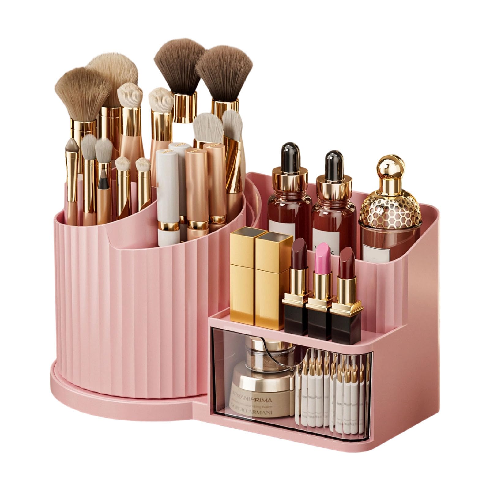 Mekalero 360 Degree Rotating Makeup Storage with Multiple Sections for Cosmetics Brushes and Accessories Cosmetic Storage Spinner