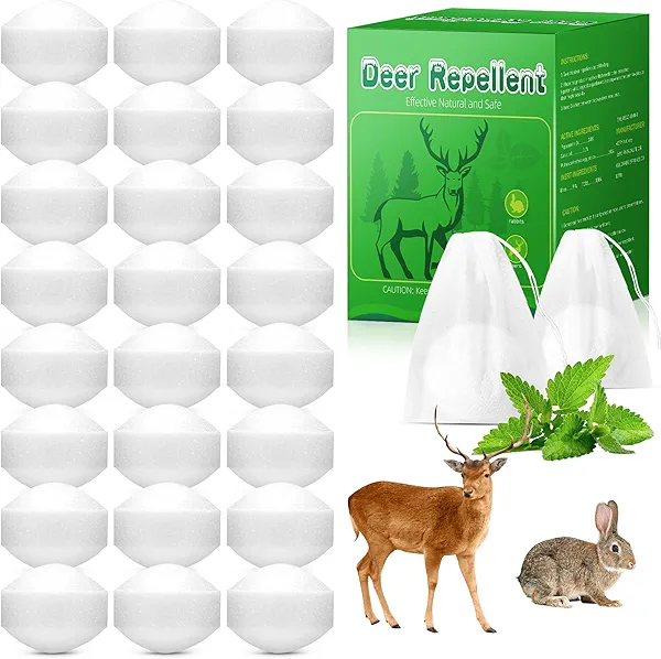 24 Pack Deer Repellent – Rabbit Repellent Outdoor, Long-Lasting Protection for Gardens Yards Plants | Eco-Friendly, Non-Toxic Formula | Safe for Pets & Kids | Ready-to-Use Outdoor Deer Deterrent