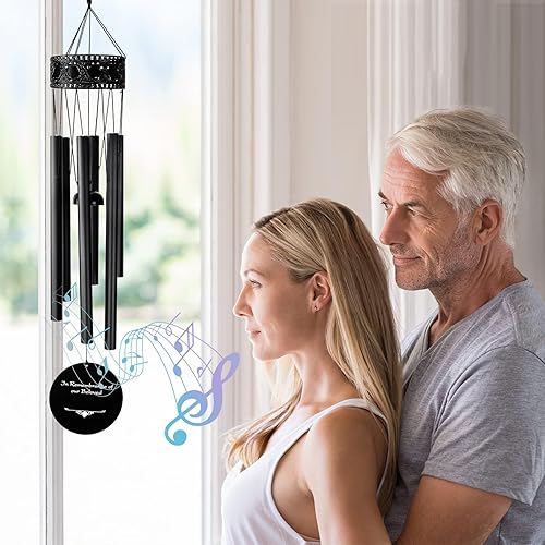 Miniatura 3 de Campanillas de viento, carillón de viento al aire libre de 39 pulgadas, letrero de mariposa conmemorativo con 6 tubos de aleación de aluminio,