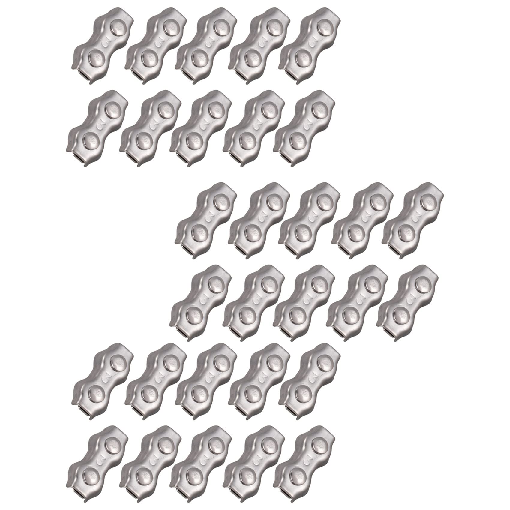 Jnchdghwa Silver 30 Pcs 3Mm Duplex Clips Stainless Steel Wire Cable Rope Grips Clamps Caliper
