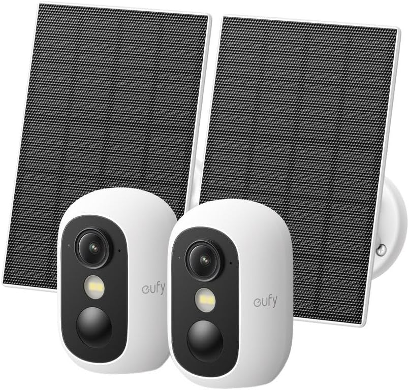 EufyCam C34 Wireless Magnetic Security Camera with Solar Panel, 2-Pack (Renew)
