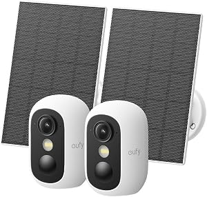 EufyCam C34 Wireless Magnetic Security Camera with Solar Panel, 2-Pack (Renew)