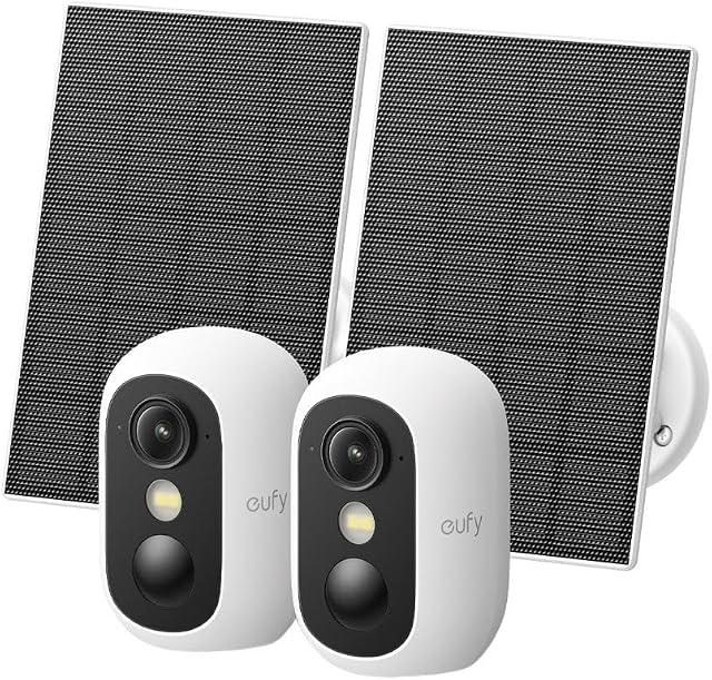 EufyCam C34 Sans fil magnétique Security Caméra avec panneau solaire, 2-Pack (Renouveler)