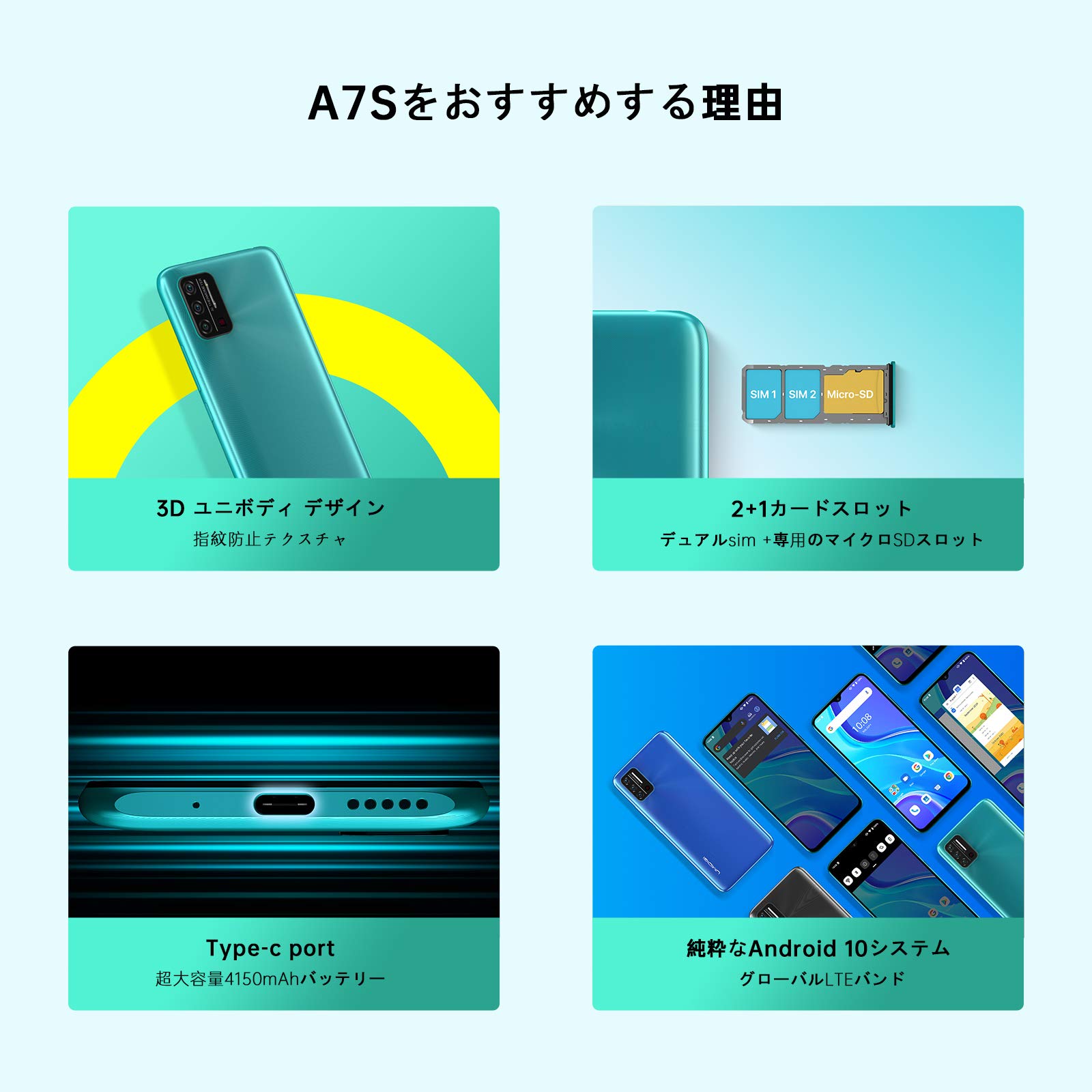 Amazon | UMIDIGI A7S スマートフォン本体 Android 10.0 スマホ本体 