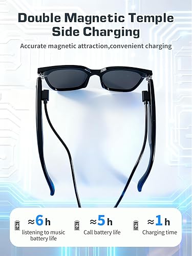 Miniatura 8 de Gafas inteligentes para hombres y mujeres, gafas Bluetooth con altavoz de oreja abierta, lentes de audio inteligentes UV400, asistente de