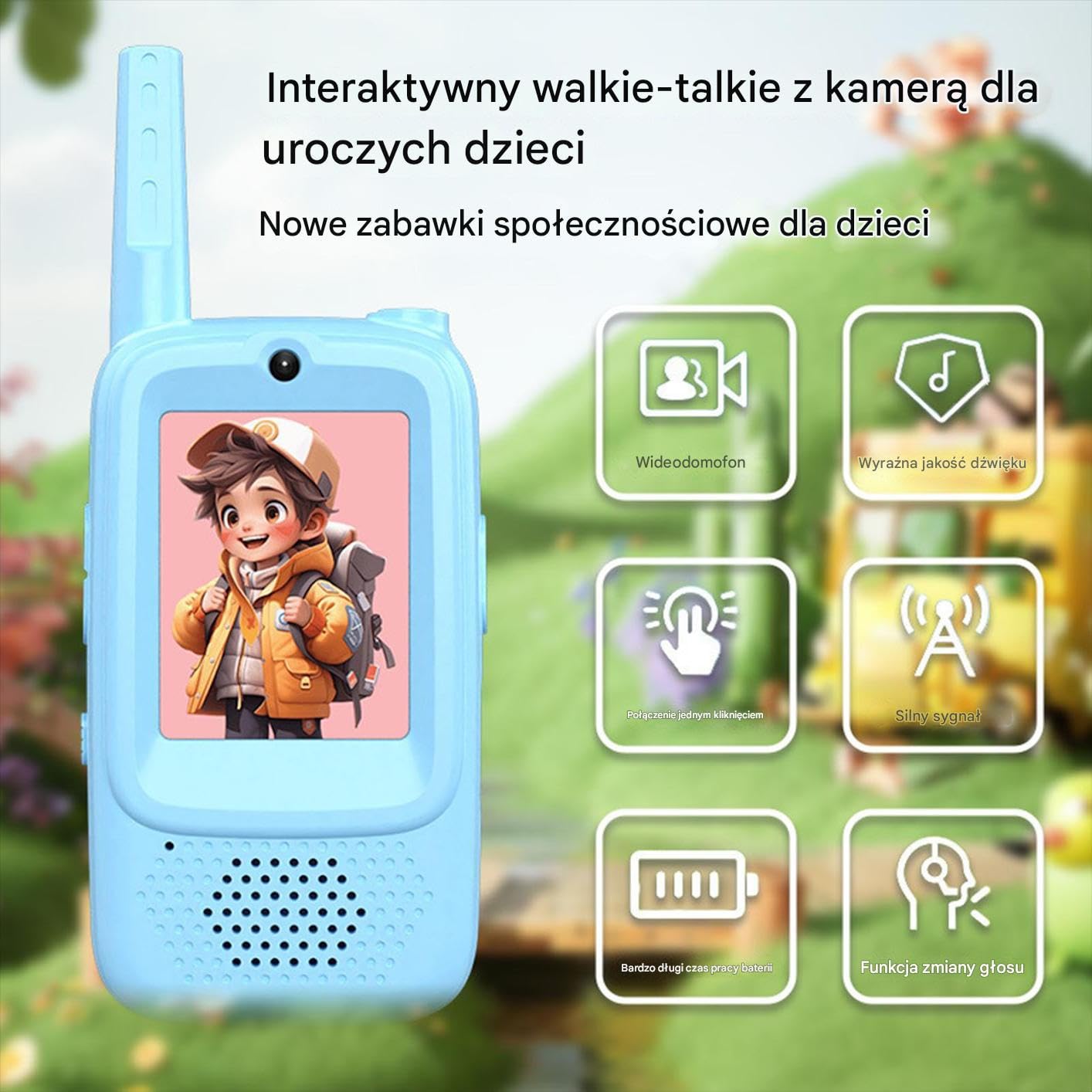 Dziecięce Walkie-Talkie 2 Sztuki Radiotelefon z Ekranem HD i 4 Zmieniaczami