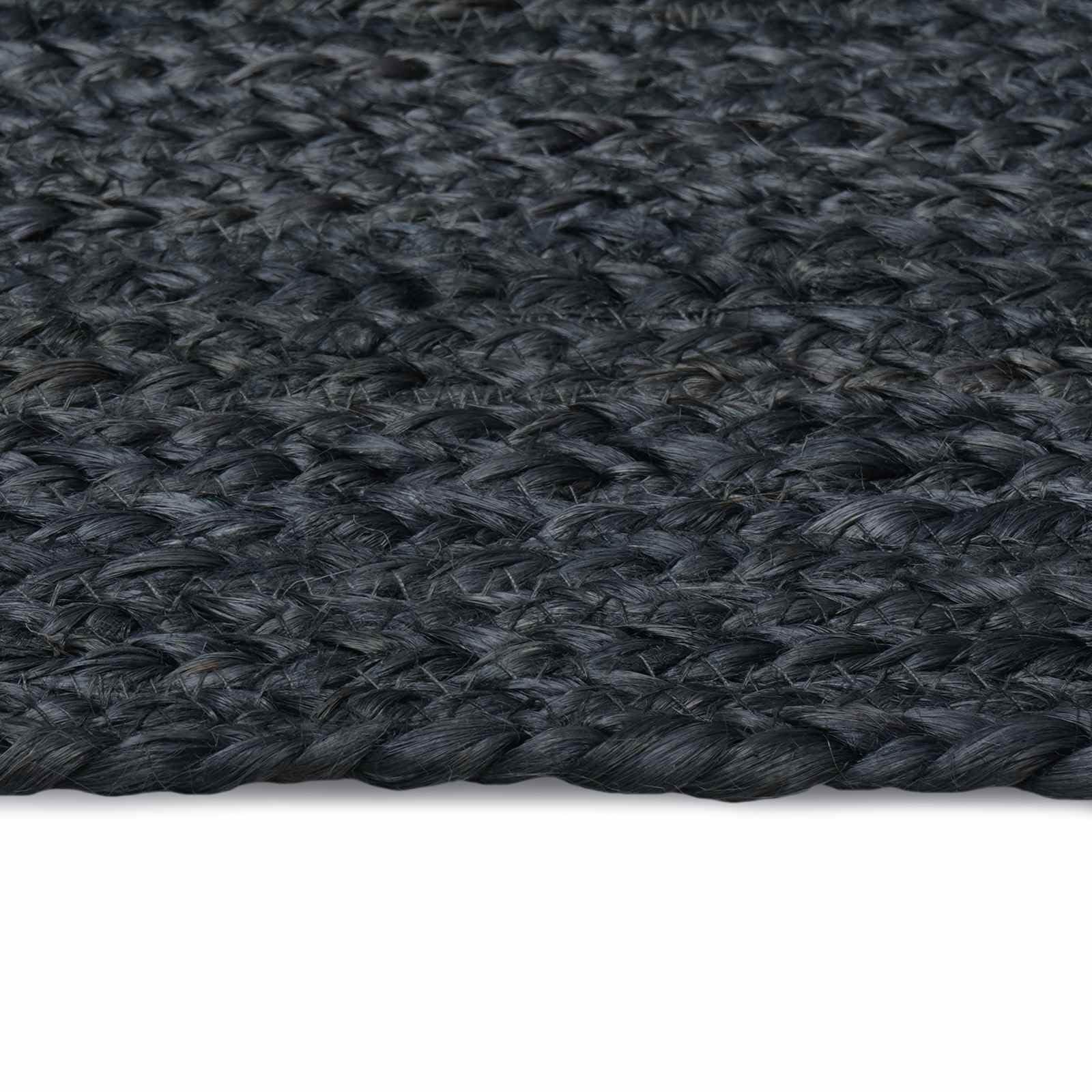 Tapis de Surface rectangulaire Gris foncé 120 x 170 cm en Jute Fait Main, Doux et résistant pour Salon, Chambre, Bureau ou entrée, Design Moderne et bohème