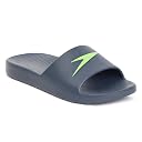Speedo Men's Single Colour Slides - USA Charcoal & Atomic Lime gallery image