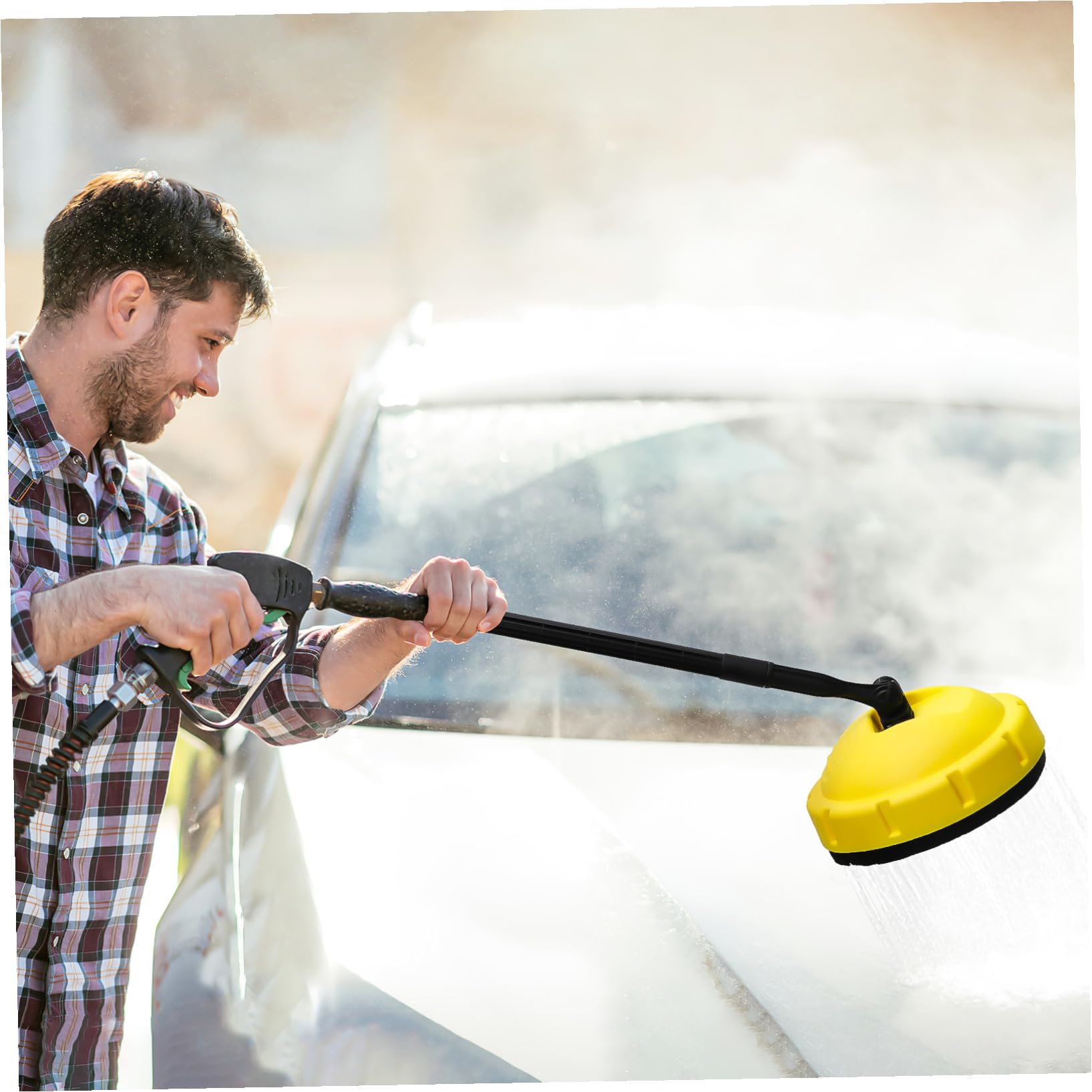 Limpiador Rotativo para Coche con Presión Alta Mango Ergonómico Cepillo para Superficies Planas para Paredes Puertas y Garajes Herramienta Versátil para Limpieza Profunda Hogar y