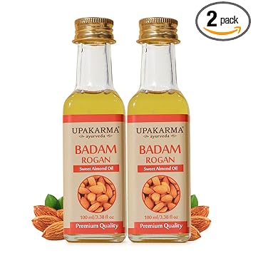 UPAKARMA Ayurveda Natural Cold Pressed Sweet Almond Oil, Badam Rogan for Hair, Skin and Body - 100 ML- Pack of 2