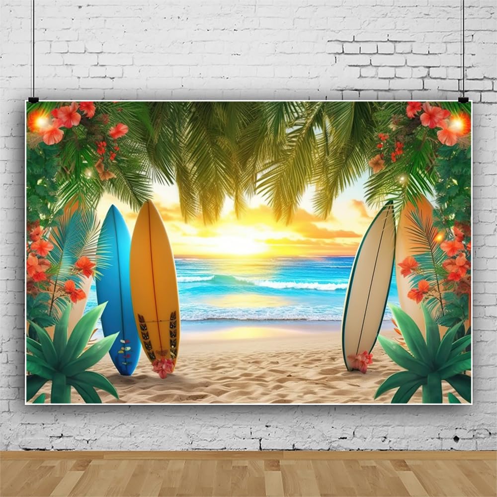 Beach Sunset Party Backdrop Tropical Summer Seaside Palm Trees