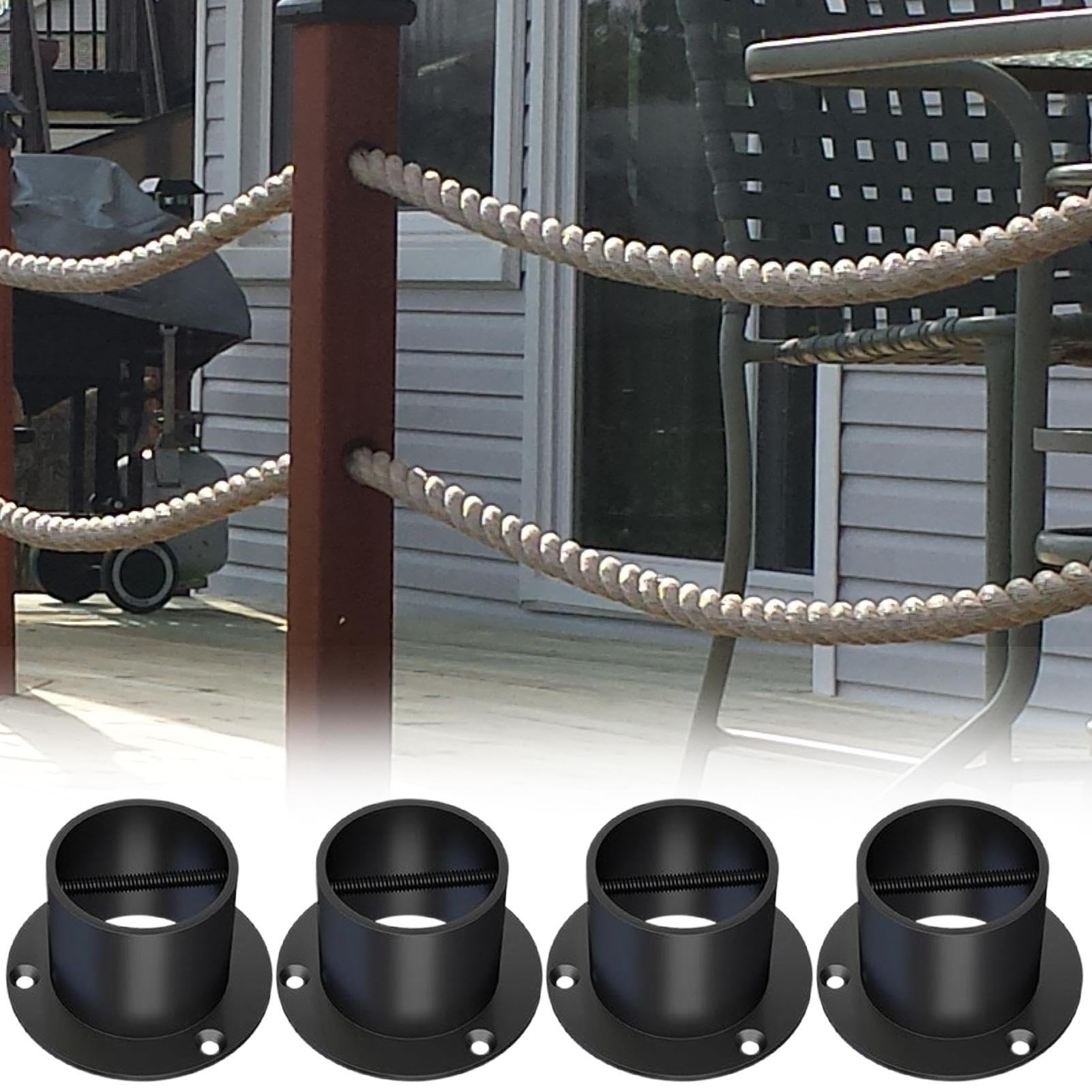 Supporti Fune 4 Pezzi Morsetto Di Fissaggio Decorativo In Acciaio | Cappuccio Di Fissaggio Per Supporto Fune Esterno Terrazza Giardino Recinzione Scale Ringhiere Ponte