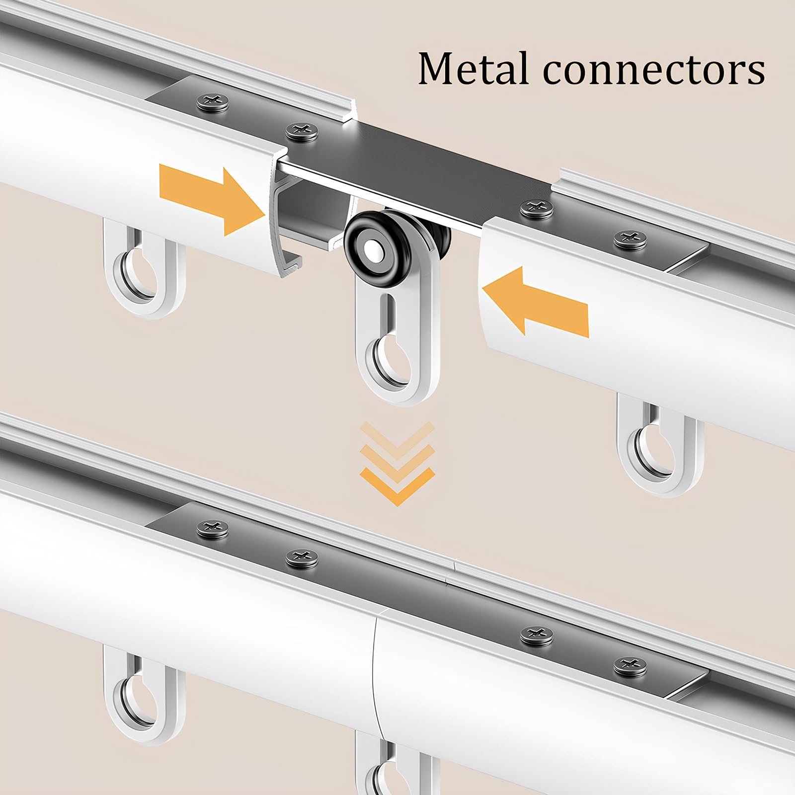 Aluminium-Deckenschienen-Set, 70–600 cm, verstellbar, Wand-/Deckenmontage, ideal für Raumteiler und Privatsphäre, 310 cm / 10.2ft, Weiß