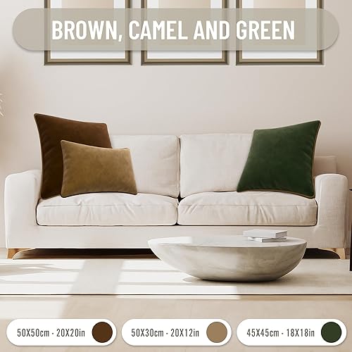 Miniatura 7 de Juego de 2 fundas de cojín decorativas de terciopelo suave. Borde de contraste con relleno no incluido (18 x 18 pulgadas, verde)