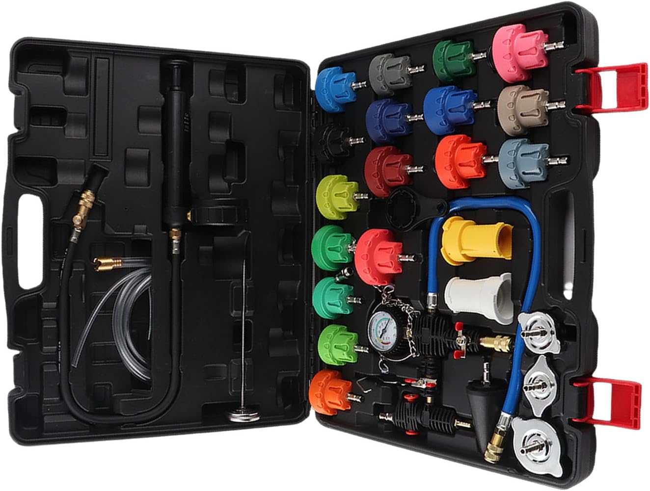 Universal Radiator Pressure Tester Kit, Multifunctional Coolant Pressure Tester and Vacuum Refill Kit, for Automotive Cooling System, Water Tank Leak Detection