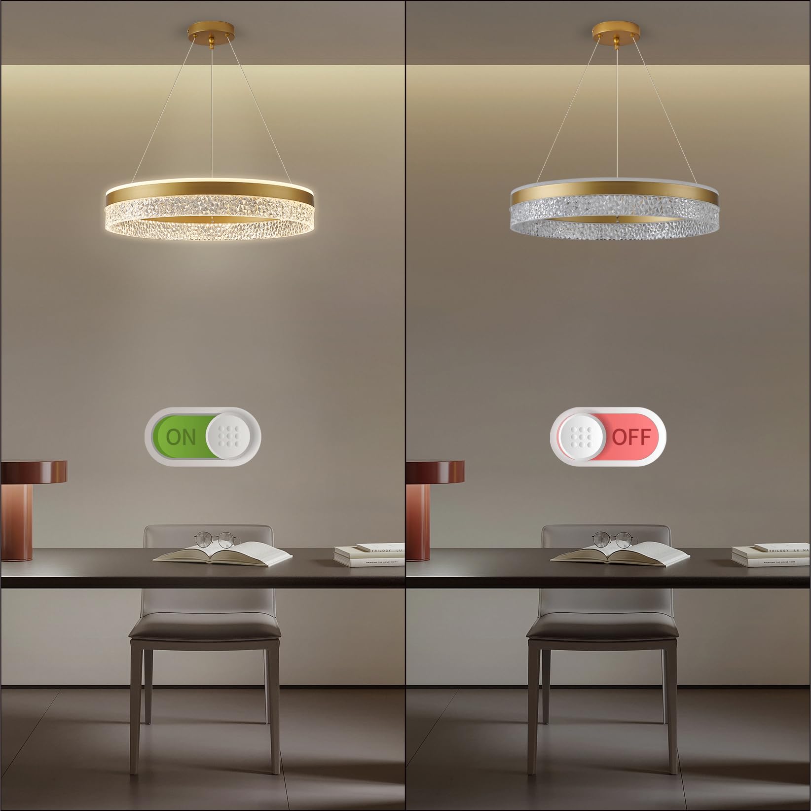 Lustre LED Dimmable Moderne - 36W, Ø50cm, Hauteur Ajustable, 3 Températures De Couleur - Blanc