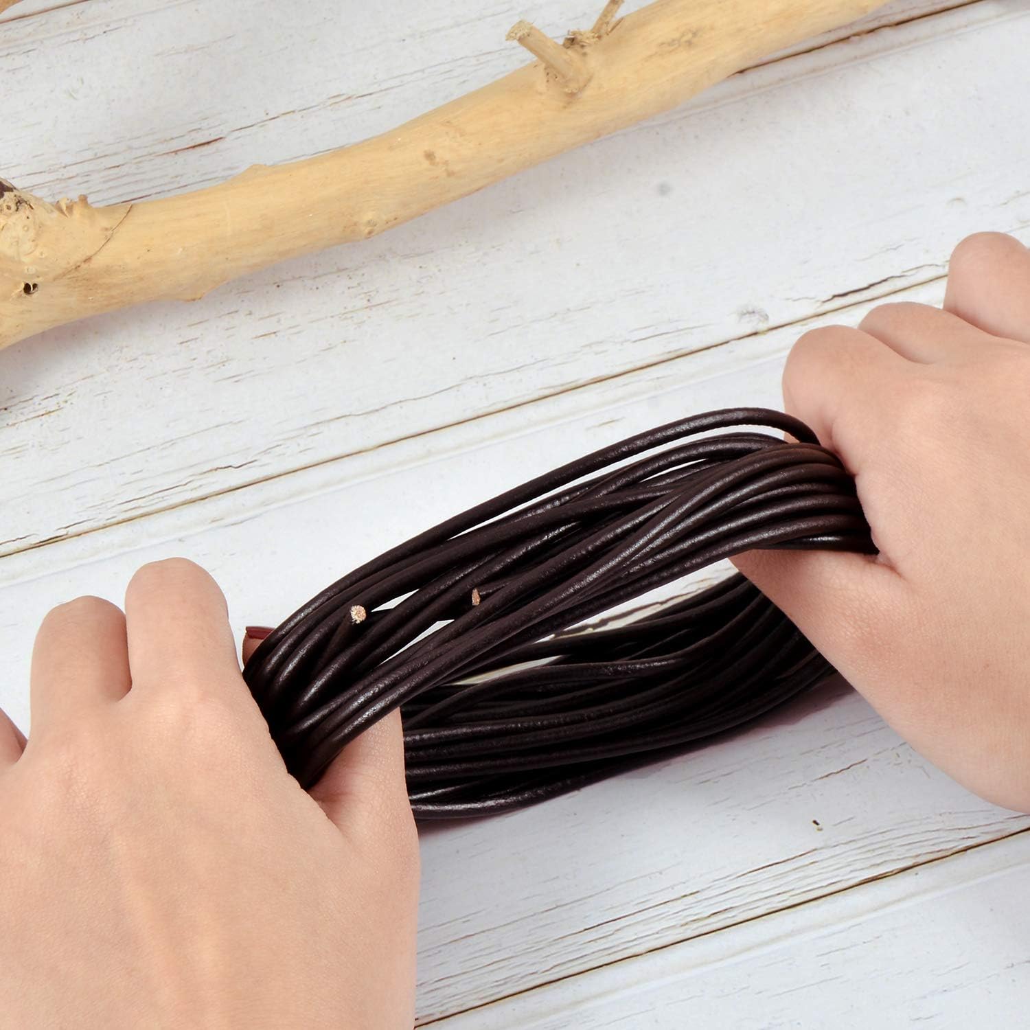 SOSMAR 3 Rolls 5M X 3MM Cowhide Round Leather Cords Rope String for Bracelet Necklace Jewelry Making Lanyards DIY Crafts - Image 5