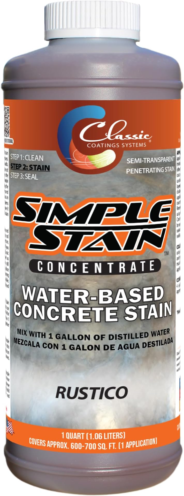 Classic Coatings | Simple Stain (Rustico) | Concentrated | Water-Based, Semi-Transparent | Zero VOC, UV Stable | Interior/Exterior | Easy to Use, Fast Drying