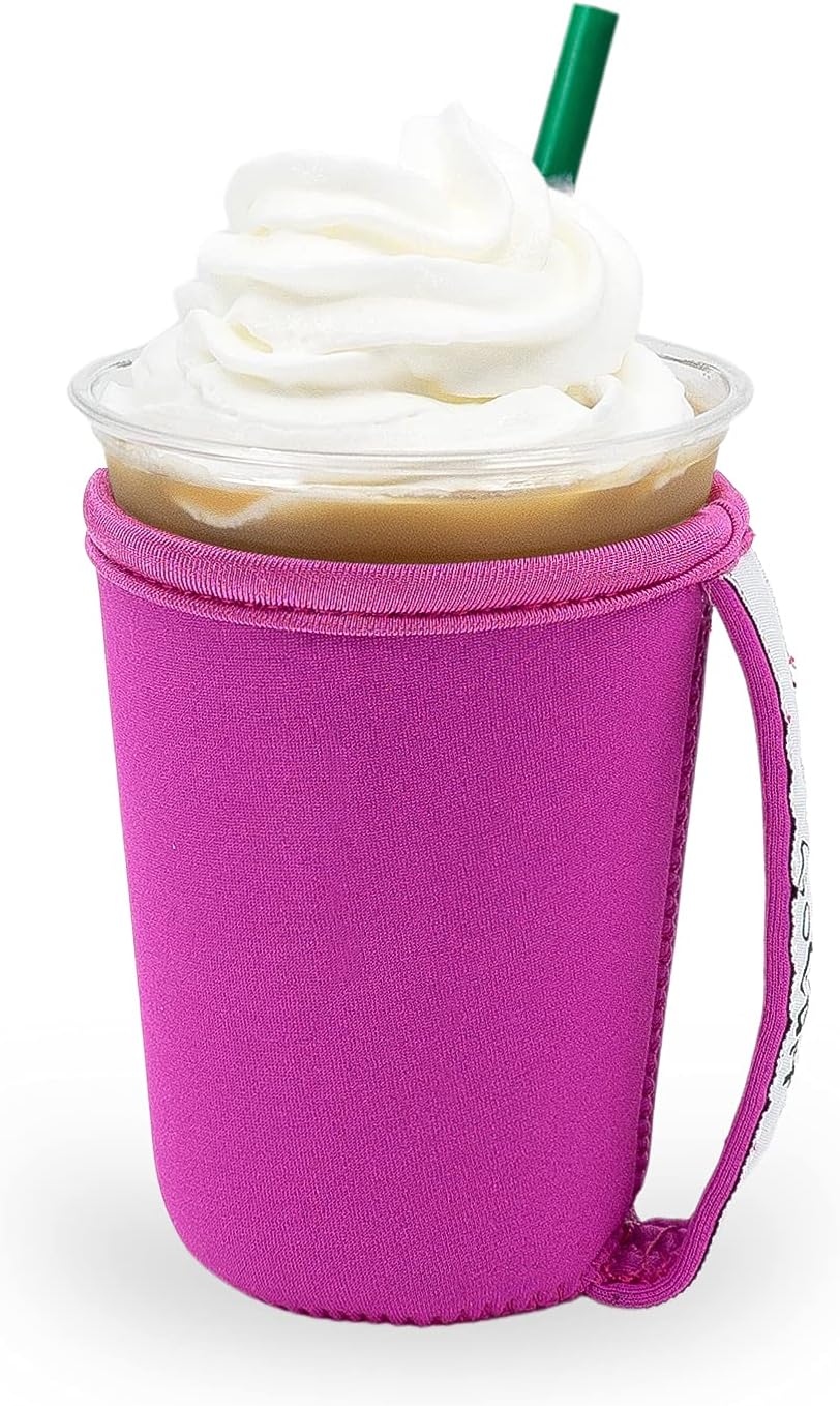 GoCuff Reusable Iced Coffee Cup Insulator Sleeve with Handle for Beverages and Neoprene Holder for Starbucks, McCafe, Dunkin Donuts, More (Small 16oz)(Rose Gold Marble): Kitchen & Dining