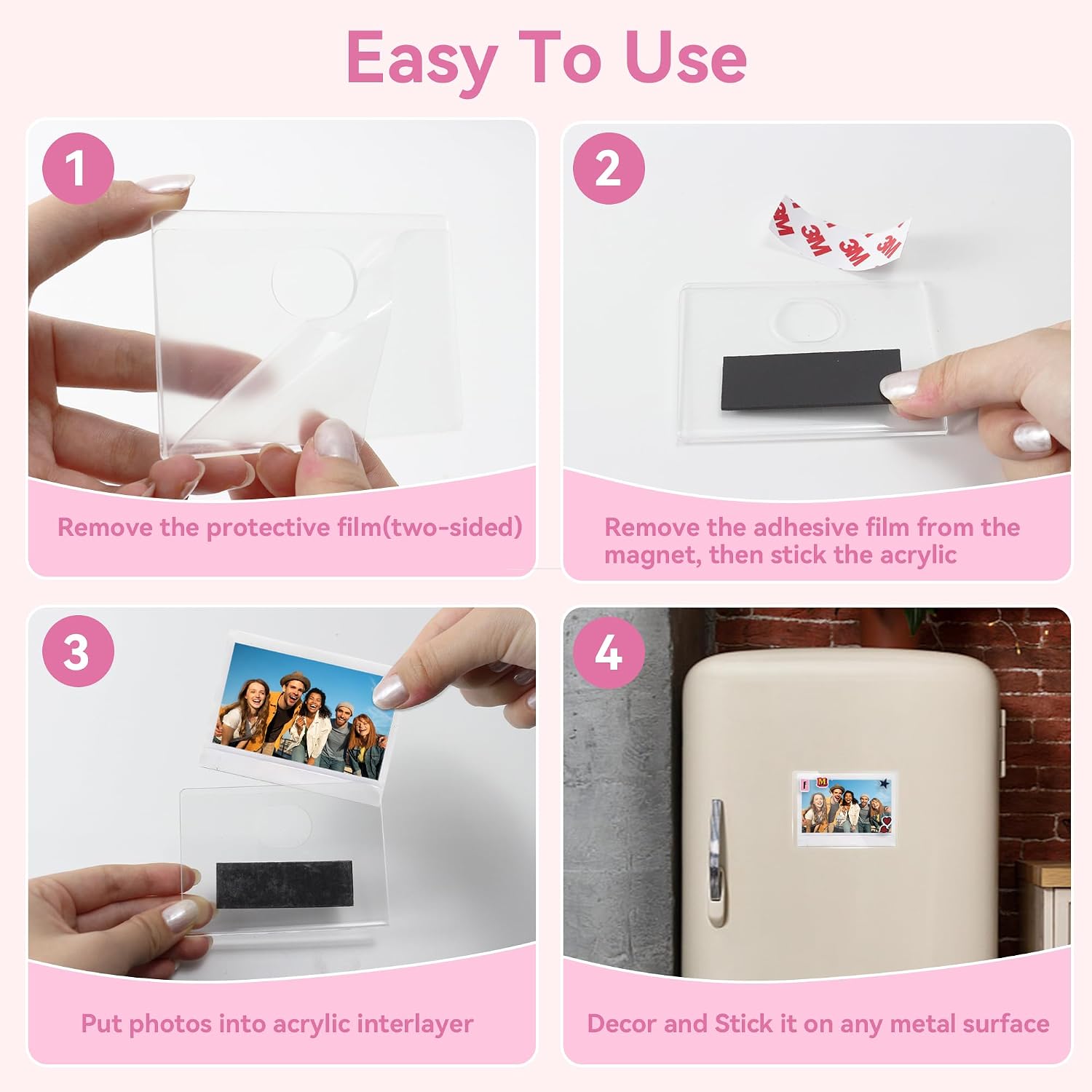 16 Pack DIY Acrylic Fridge Magnetic Picture Frame,5 Pcs Stickers image 4