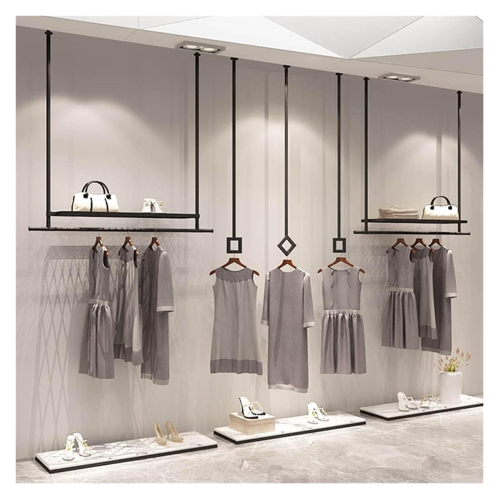 YYLMKMFC-AE Hanging Clothes Racks, Ceiling Hangers In Bridal Shops Clothing Display Racks With Shelf Retail Store Garment Rack Ceiling(120X30CM)