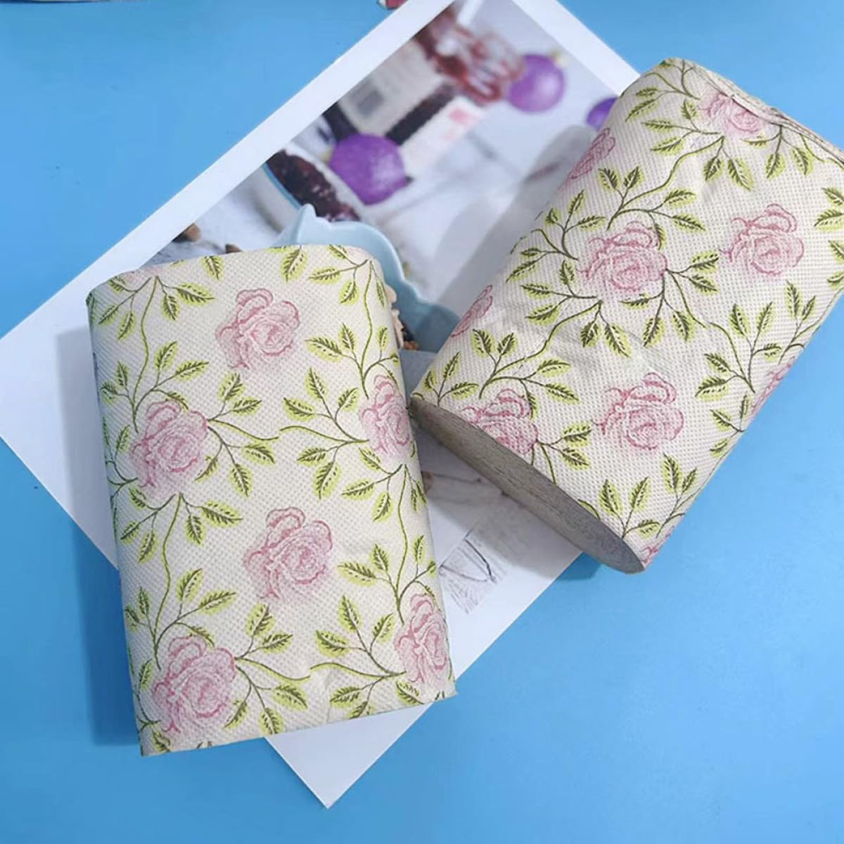 10 Pezzi Carta Igienica Decorativa Stampata con Rose in Polpa di Bambù Morbida e Resistente, Tovaglioli da Bagno Multifunzionali per Casa e Ufficio