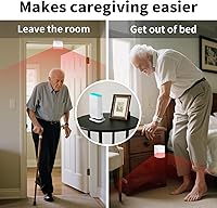 Vista 2 de Alarma de sensor de cama y prevención de caídas para ancianos, sistema de alerta de sensor de movimiento con 58 melodías/LED/modo de vibración