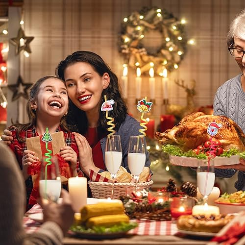 Miniatura 7 de 25 regalos de fiesta de Navidad con purpurina, regalos de actividades de Navidad, pajitas locas para beber, regalos para niños y adultos,