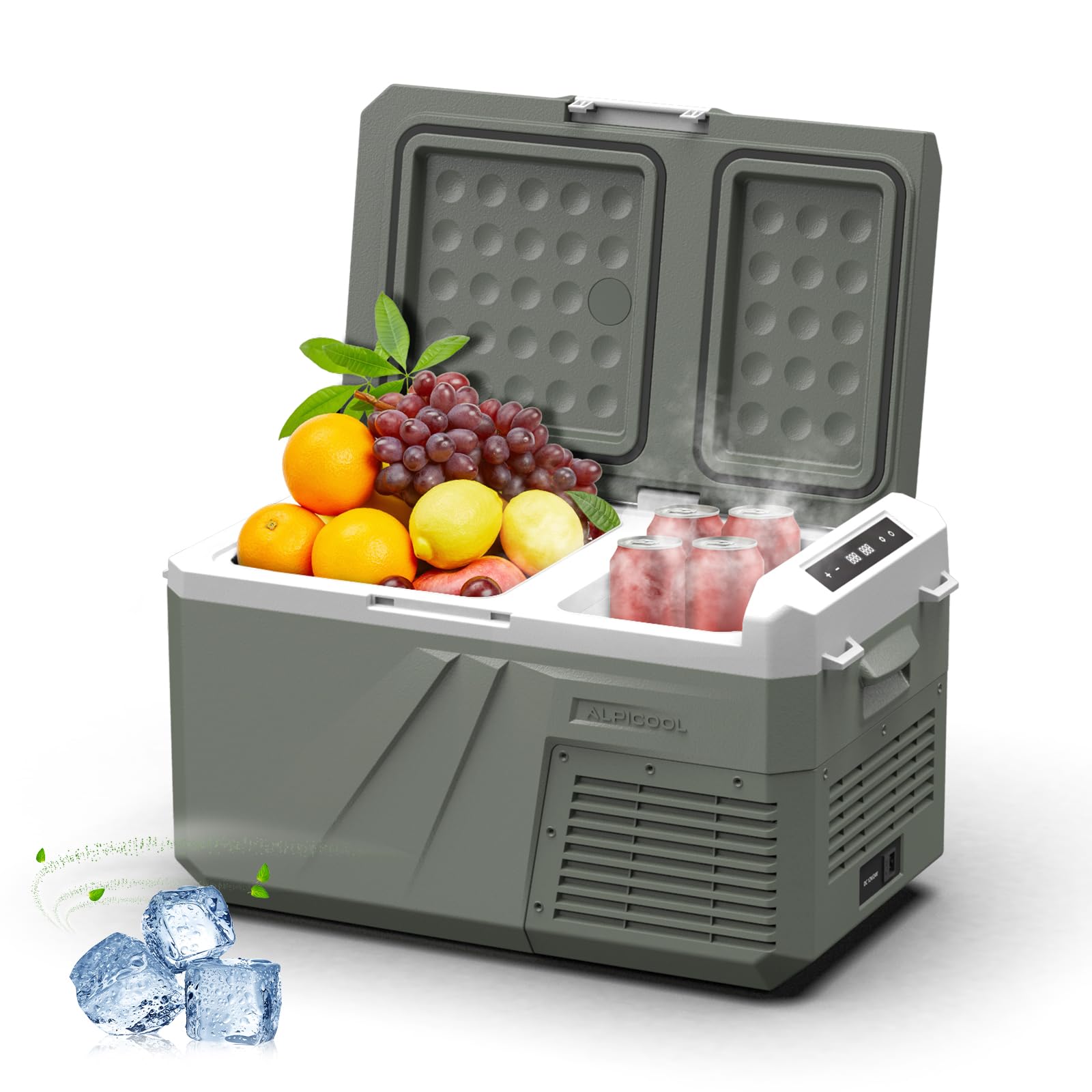 AlpicoolCar Refrigerator Portable Freezer 24L, 12V Fridge Freezer Dual Zone Electric Cooler Box(-20℃-20℃), Portable Refrigerator Fridge for Car Camping Picnic Trip