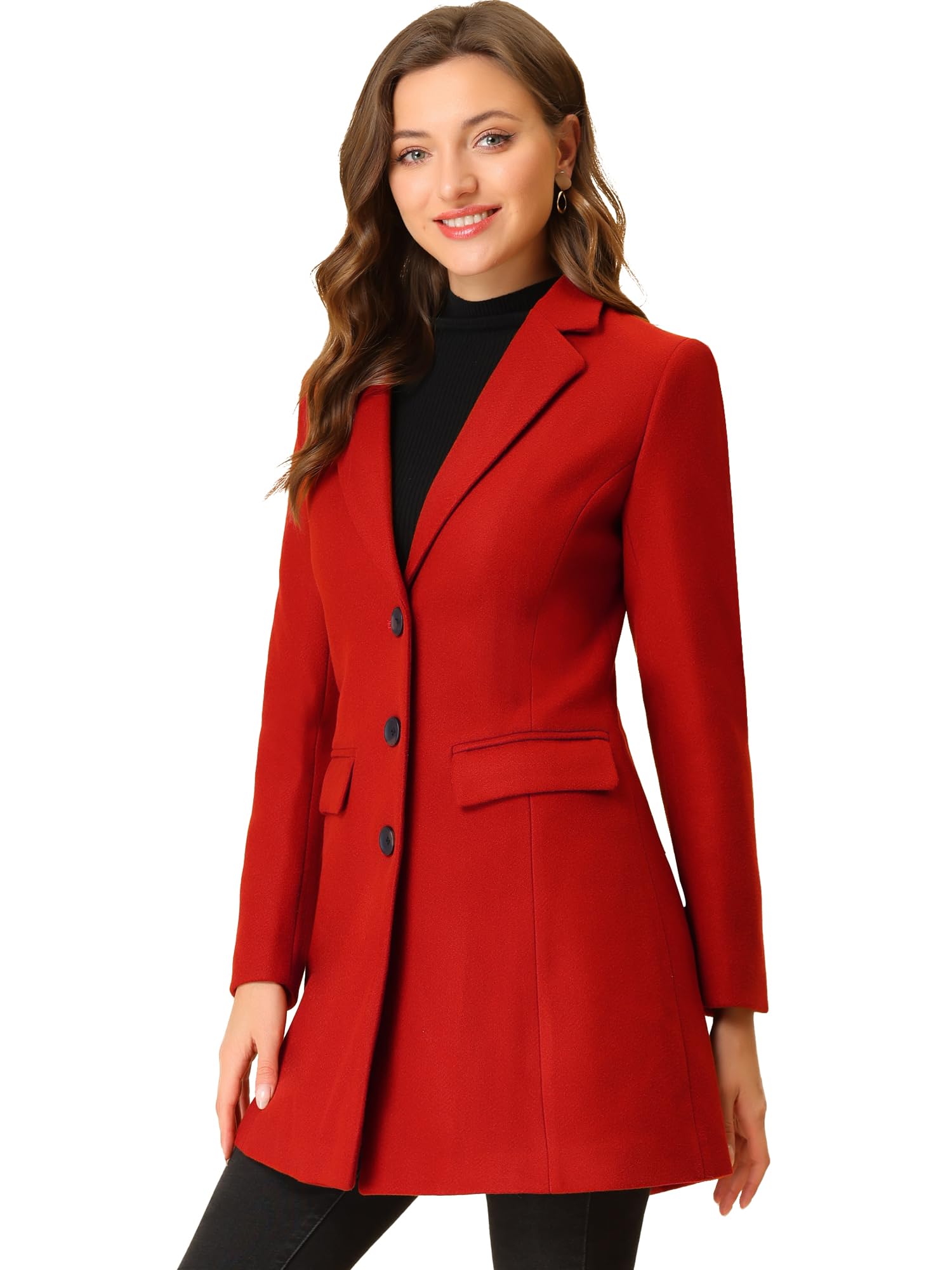 allegra k Women's Notched Lapel Single Breasted Outwear Winter Coat-picture-25