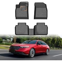 Mixsuper Accord Floor mats-Floor mat for Honda Accord Include Hybrid 2023-2026,All Weather TPE Rubber Floor Liners Protection for Accord Accessories,2 Row Anti-Slip Car Mats, Black