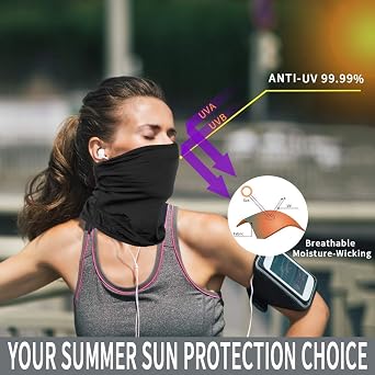 Achiou Neck Gaiter Face Scarf Mask-Dust Summer Balaclava Face Mask UV Protection Cooling Thin